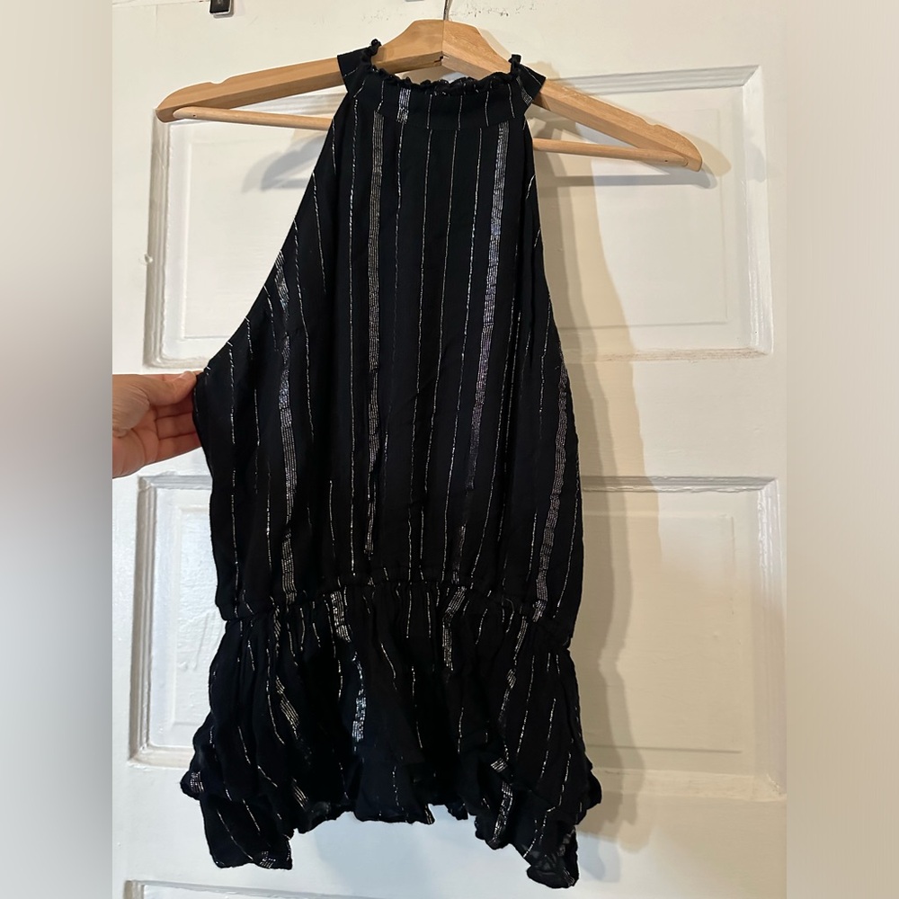 Abercrombie and Fitch Black and Silver High Neck Top